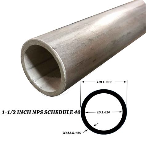 304 Stainless Steel Pipe 1-1/2 inch x 24" - SCH 40S (1.9 OD x 1.61 ID ...