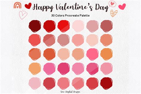 Valentine's Day Color Palette Procreate Graphic by SineDigitalDesigns · Creative Fabrica