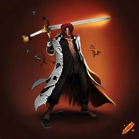 Cosplay of shanks with his sword on Craiyon