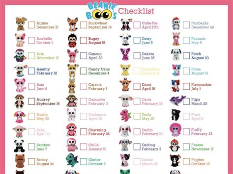 Beanie Boo Checklist Instant Download 8 x 10.5 by Bee3Shop | Beanie ...