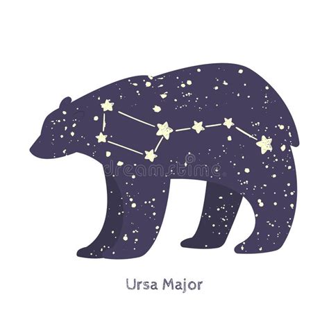 Ursa Major. Big Bear Constellation in the Night Starry Sky Stock ...