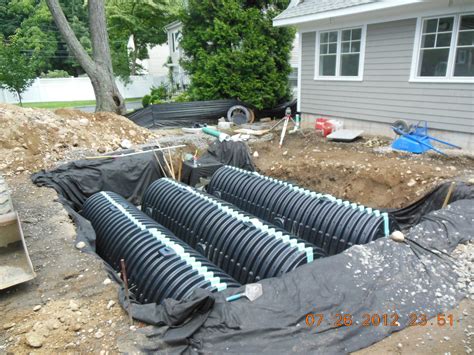 A storm water management system channels rainwater to retention ...