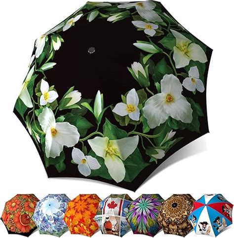 Amazon.com: Floral Umbrella for Women Black White - Designer Umbrella ...