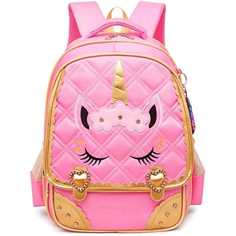 Cute Unicorn Face Diamond Bling Waterproof Pink School Backpack Set Girls Book 701722359079 | eBay