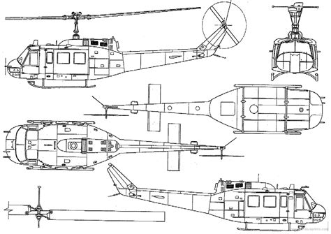 Bell 205UH-1D Iroquois-Huey blueprints free - Outlines