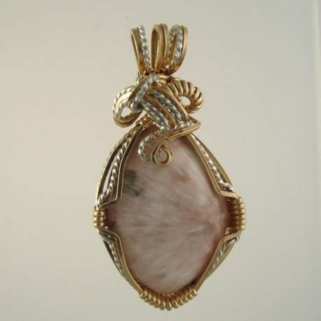 Feathery Thomsonite pendant wire wrapped handcrafted