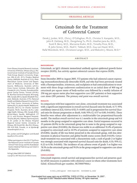 (PDF) Cetuximab for the Treatment of Colorectal Cancer