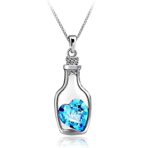 Heart in a Bottle Gemstone Pendant Necklace : ShoppersBD