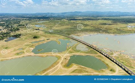 Aerial Unseen View of Railroad Tracks of Floating Train Bridge Stock ...