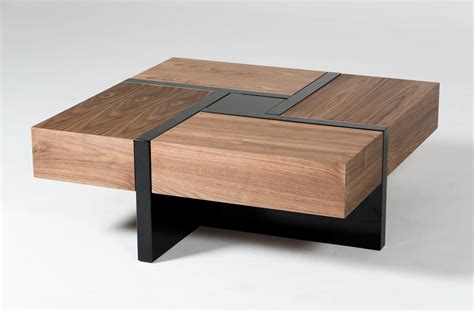 Modrest Makai Modern Walnut & Black Square Coffee Table by VIG Furniture