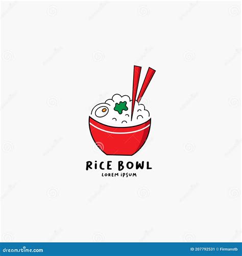 Rice Bowl Icon Logo Concept Vector Design Template Stock Vector - Illustration of chinese ...