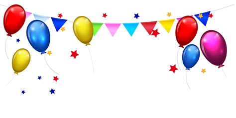 Bunting Balloon Birthday Stars Cake Border Cartoon Transparent HQ PNG Download | FreePNGImg