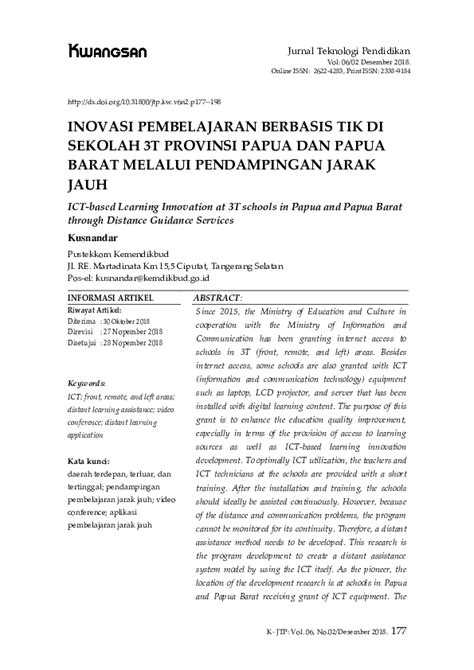 (PDF) Pengembangan Inovasi Pembelajaran Berbasis Tik Pada Sekolah DI Daerah 3T Papua Dan Papua ...