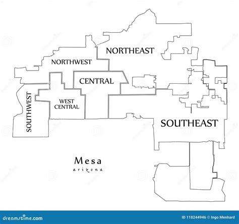 Modern City Map - Mesa Arizona City of the USA with Neighborhood Stock ...