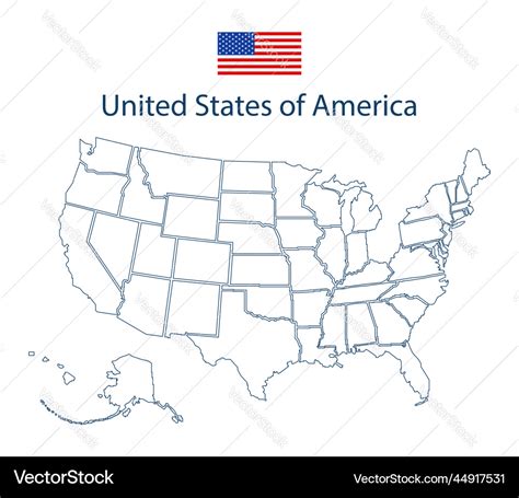 Usa map outline silhouette of united states Vector Image