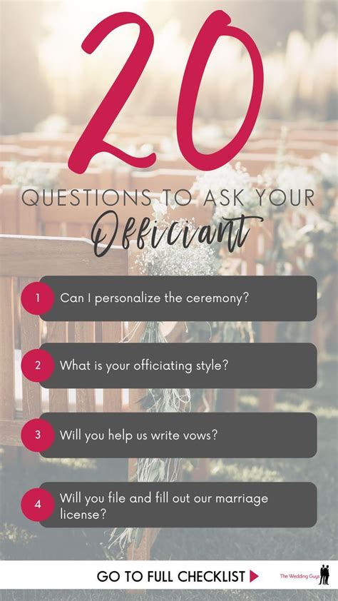 Wedding Officiant Checklist and Timeline | Wedding planning guide ...