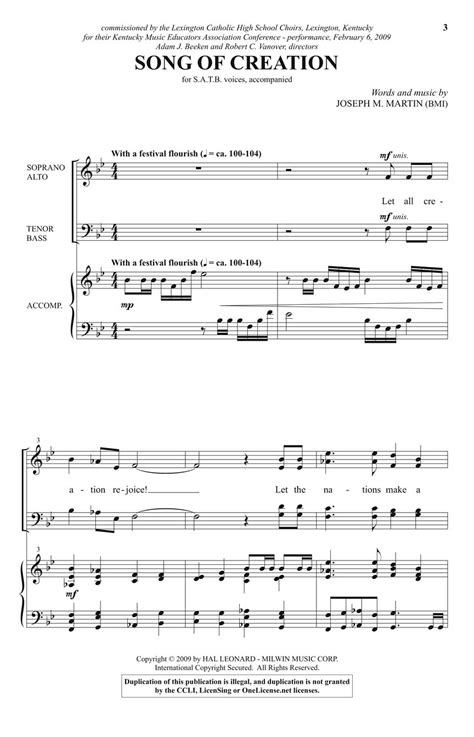 Song of Creation Sheet Music by Joseph Martin (SKU: 35027031) - Stanton's Sheet Music