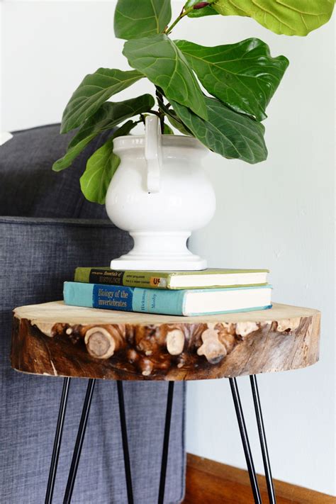 DIY Wood Slab Side Table With Hairpin Legs