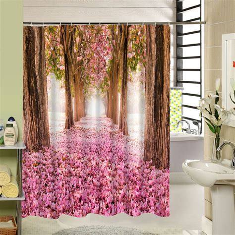 Cute Fabric Bath Curtain Polyester Waterproof 3d Printing Tree Shower ...