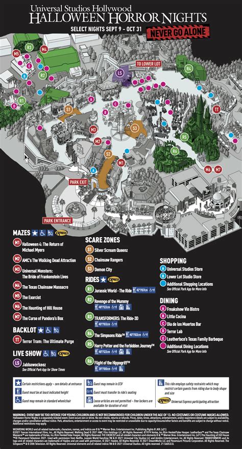 Park Map - Universal Studios Hollywood: Halloween Horror Nights