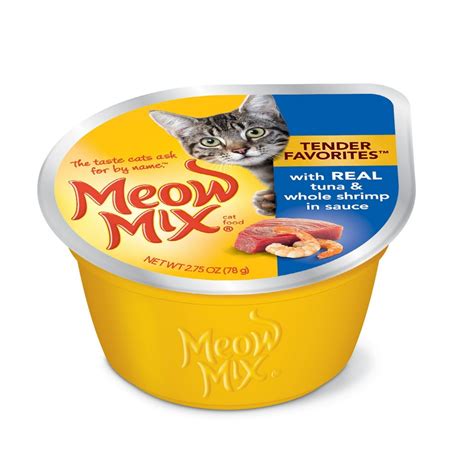 Meow Mix Tender Favorites Tuna & Whole Shrimp in Sauce Wet Cat Food, 2. ...