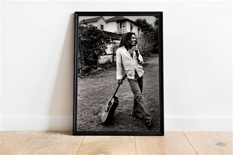 Bob Marley Black and White Poster Wall Art, Vintage Photography Print, Bob Marley Guitar Print ...