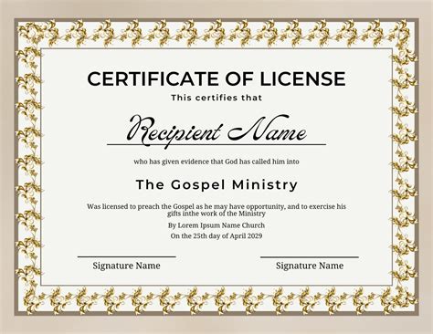 Editable Certificate of License Template. Award Template. - Etsy