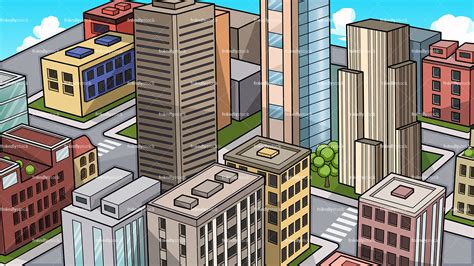 Cityscape Background Cartoon Clipart Vector - FriendlyStock