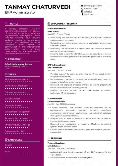 Sample Resume of Linux Administrator with Template & Writing Guide | Resumod.co