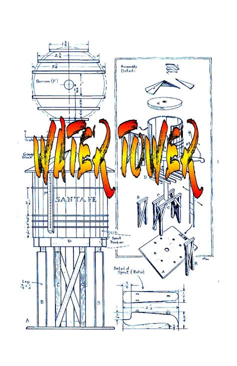 Full size printed plan WATER TOWER simple water tower that is to a sca ...