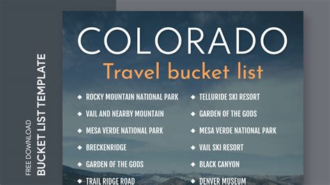 Colorado Travel Bucket List Free Google Docs Template - gdoc.io