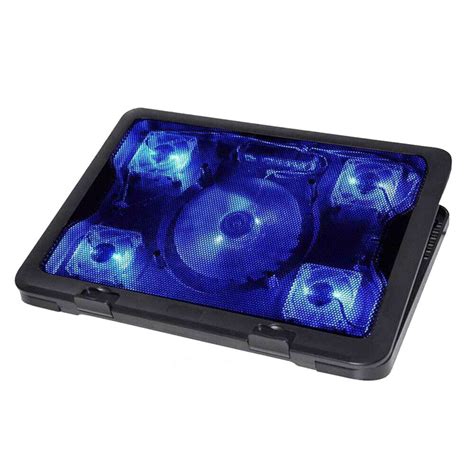 Adjustable Height Laptop Notebook Cooling Pad 5 Fans LED Fit 7"-17" AU ...