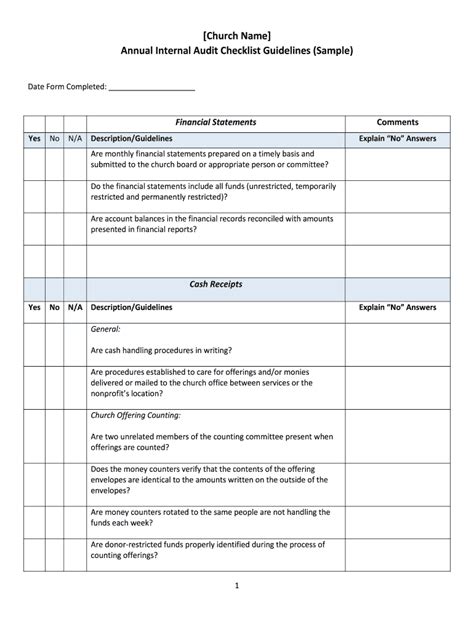 Free Internal Audit Checklist Template - Printable Templates