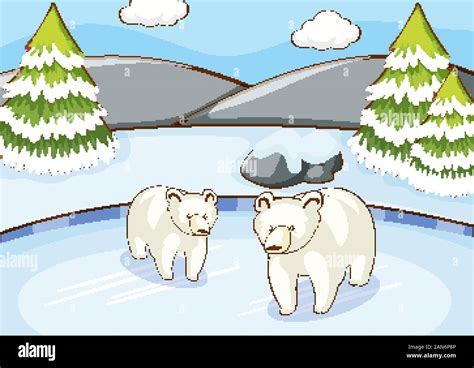 Scene with polar bears in winter illustration Stock Vector Image & Art ...