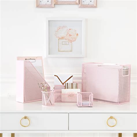 Buy Blu Monaco 5 Piece Pink Office Supplies Desk Organizer Set Online ...