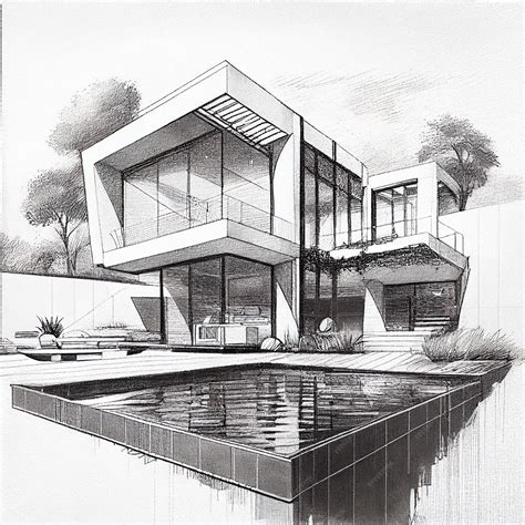 Modern House Architecture Sketch