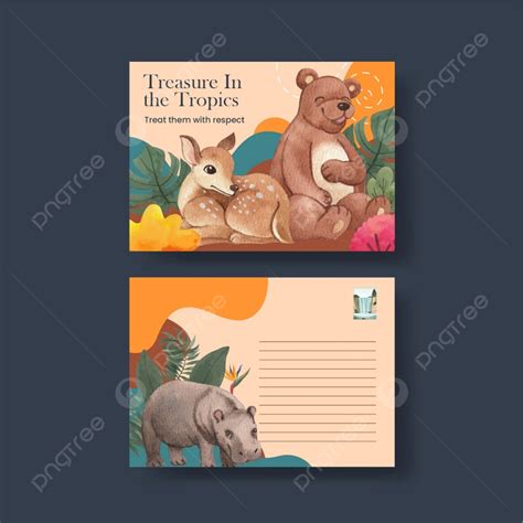 Postcard Template With Tropical Wildlife Concept Template Download on Pngtree