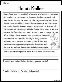 Helen Keller Biography Pack - Elementary Nest