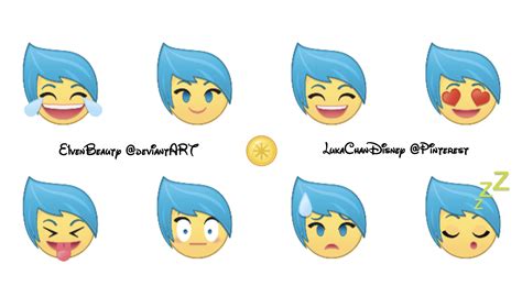 Joy [as an emoji (x8)] (Drawing by Disney) #InsideOut | Disney emoji ...