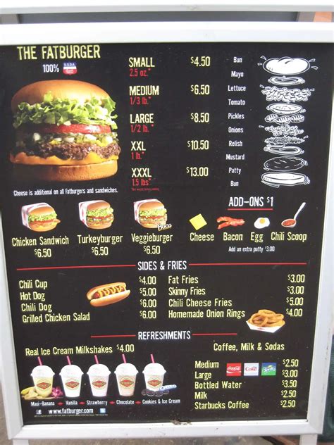 Fatburger Menu, Menu for Fatburger, The Strip, Las Vegas - Urbanspoon/Zomato