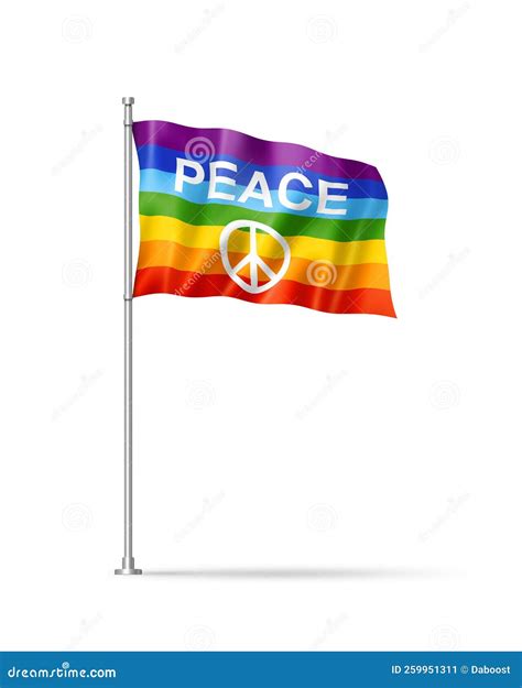 Rainbow Peace Flag Isolated on White Stock Illustration - Illustration of flagpole, pace: 259951311