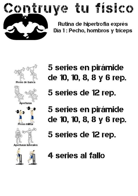 Rutina de hipertrofia exprés | Rutinas de ejercicio semanal, Rutina musculacion, Ejercicios ...