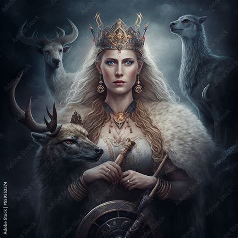 Norse mythology goddess Frigg. Created with Generative AI technology. Stock Illustration | Adobe ...