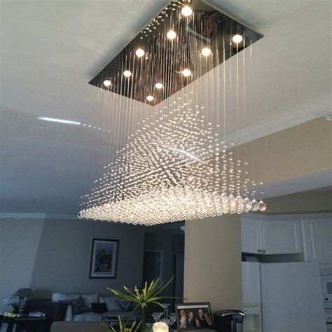 Rectangular Base Pyramid Raindrop Crystal Ceiling Lights | Modern lighting chandeliers, Dining ...