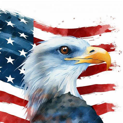 Premium Photo | A watercolor painting of a bald eagle with the american ...