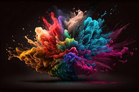 Un fondo de pantalla de explosión de colores con un fondo negro y un toque de pintura | Foto Premium