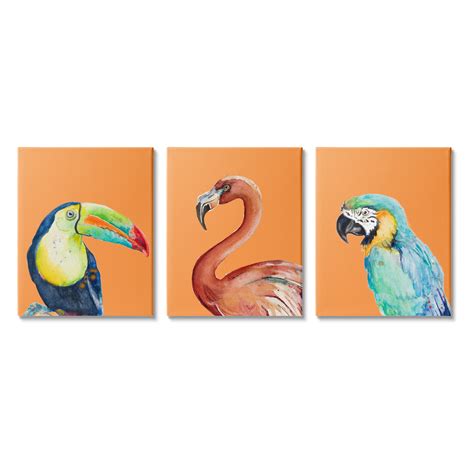 Stupell Industries Bold Tropical Birds Rainforest Animals Toucan Parrot Graphic Art Gallery ...