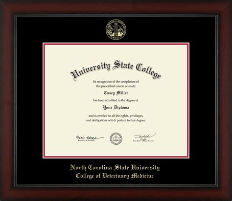 North Carolina State University College of Veterinary Medicine Diploma Frame, Document Size 14 ...