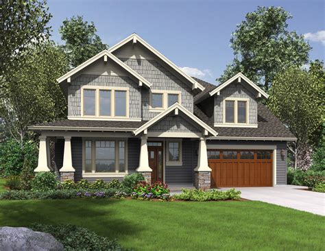 1.5 Story Craftsman House Plans - Front porches with thick, tapered columns and bed 4 ...