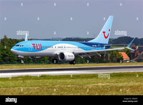 TUI Belgium Boeing 737 MAX 8 airplane Brussels airport in Belgium Stock Photo - Alamy